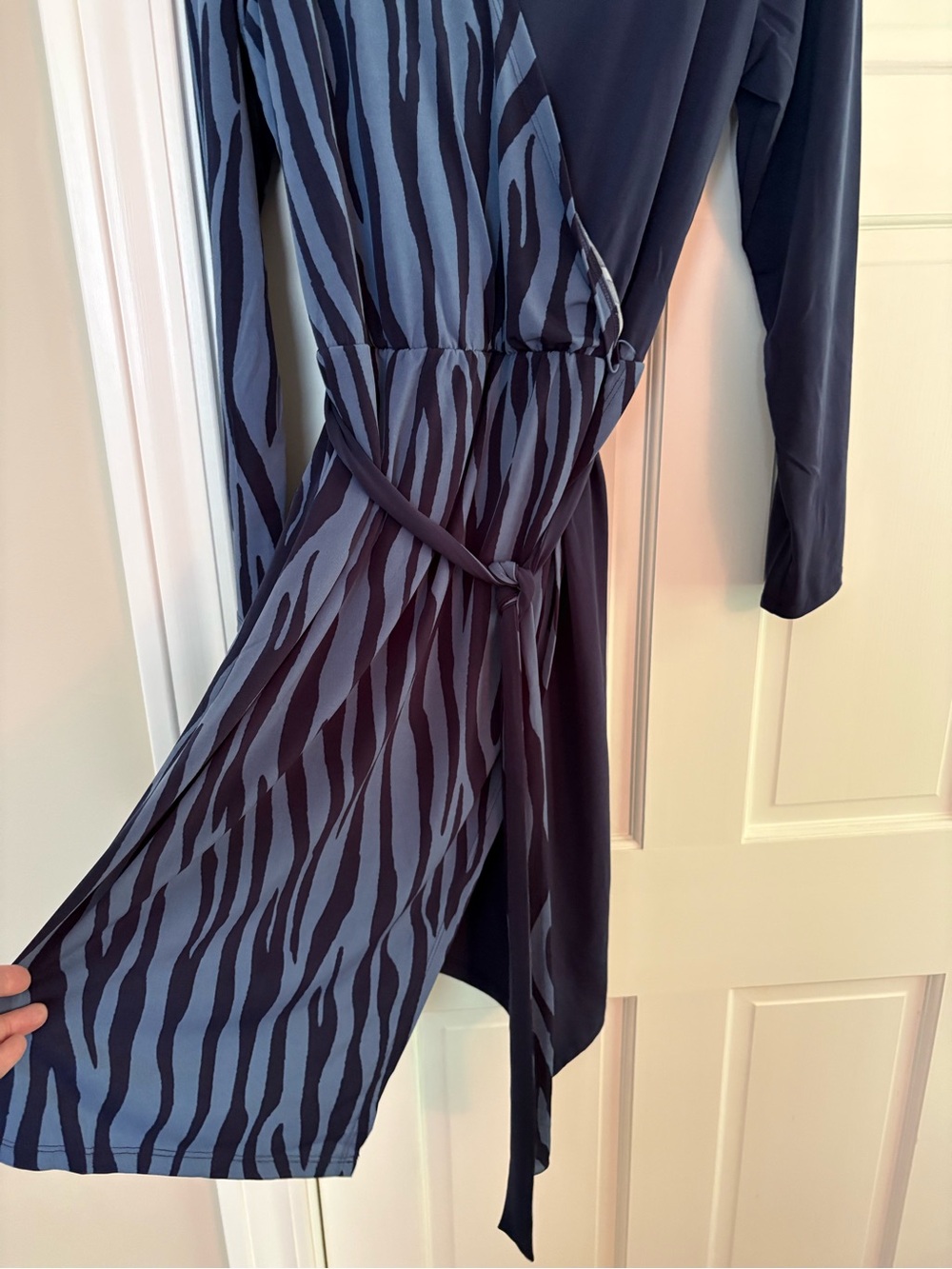 IMAN Navy and Periwinkle Wrap-Style Dress - Picture 4 of 4
